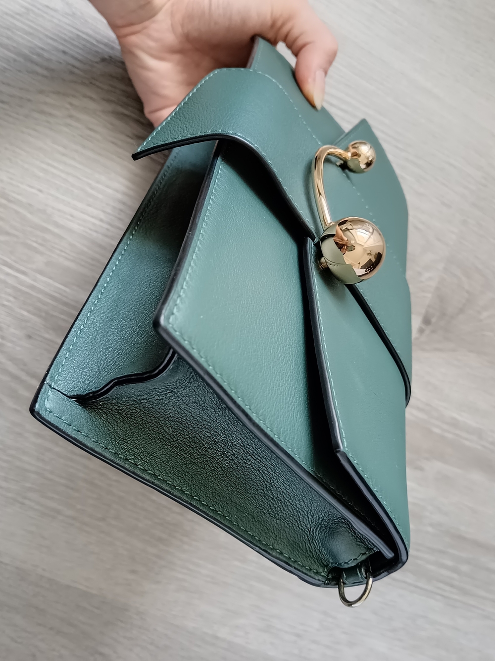 Strathberry Bottle Green Mini Crescent Bag - Picture 11 of 14